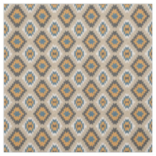 Tela Miraje Étnico Marrón Beige Azul Turquesa Amarillo