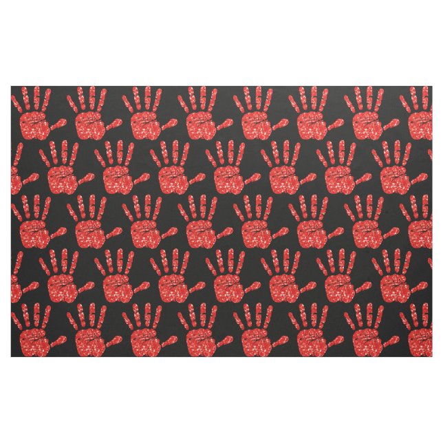 Tela MMIW Red Hand Jewand Pattern Black ("Cuarto gordo" (fat quarter))