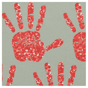 Tela MMIW Red Hand Jewand Pattern Gray Green