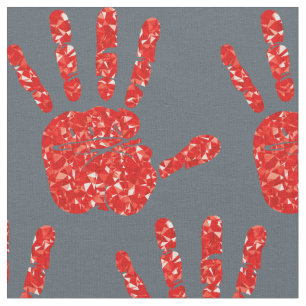 Tela MMIW Red Hand Jewand Pattern Slate Blue Gray
