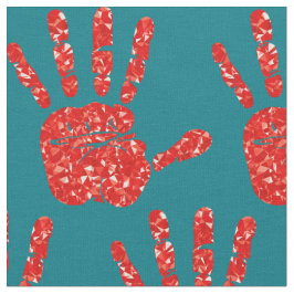 Tela MMIW Red Hand Jewed Pattern Turquoise
