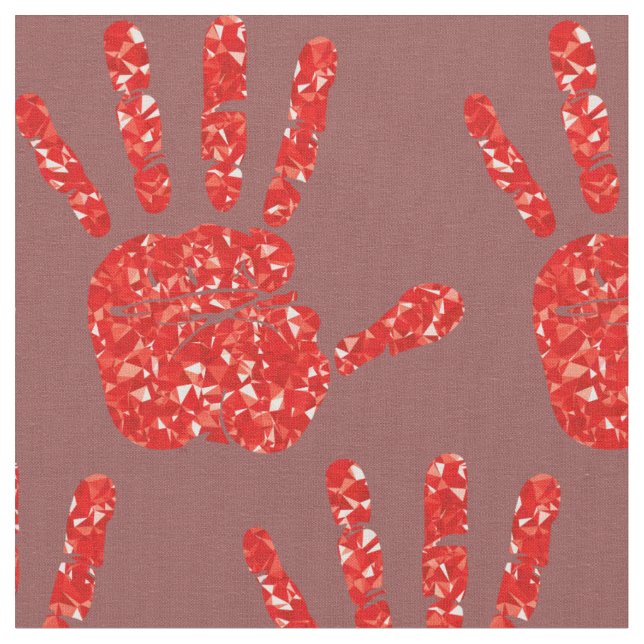 Tela MMIW Red Hand Jeweld Pattern Ladrillo rojo (De cerca)