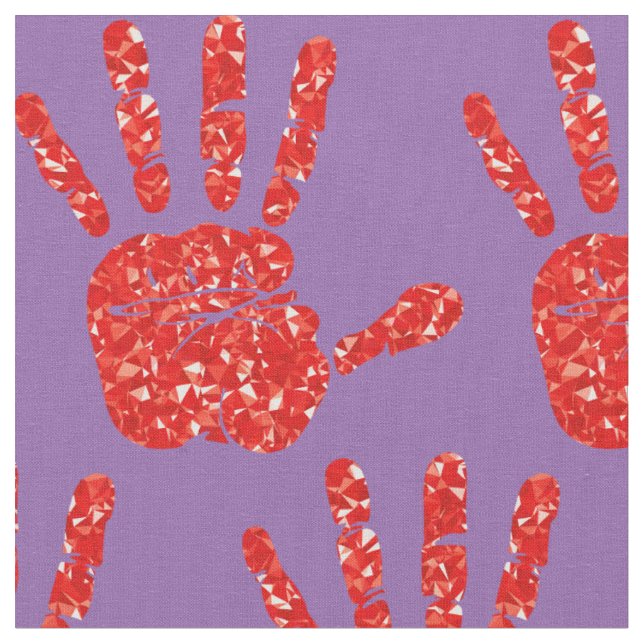 Tela MMIW Red Hand Jewled Pattern Palple Purple (De cerca)