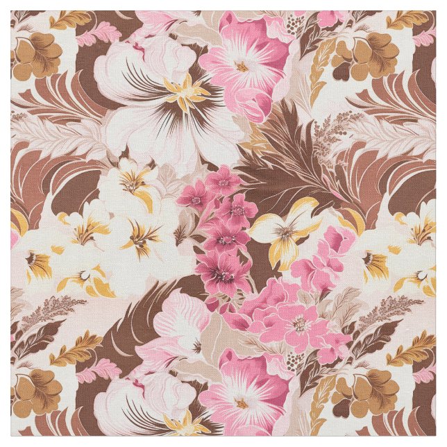 Tela Mocha Blossom Delight (De cerca)