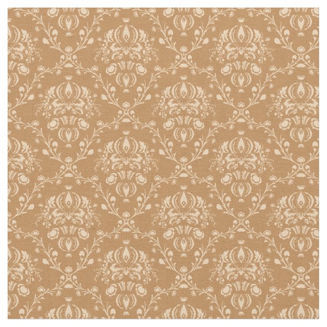 Tela Mocha Latte Brown Damask (De cerca)