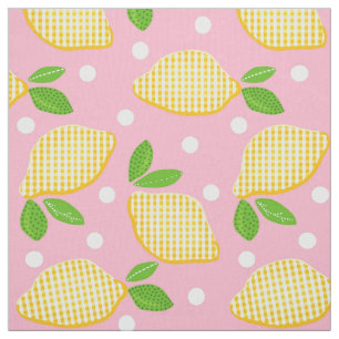Tela Mod Lemon Gingham Polka-Dots