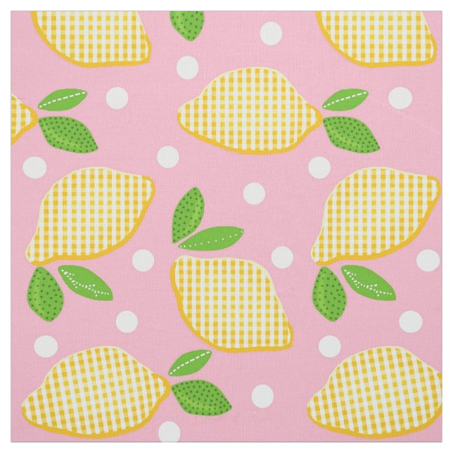 Tela Mod Lemon Gingham Polka-Dots (Retal)