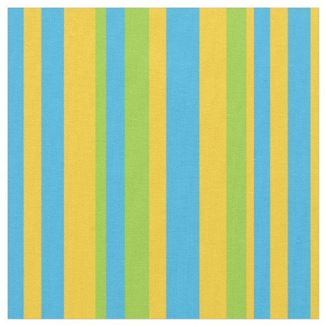 Tela Moda Azul Verde Amarillo Rayas Cañones de margarit (De cerca)