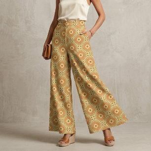 Tela Moda Boho Patrón geométrico amarillo y Naranja Mos