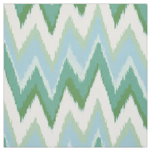 Tela Moda color verde ikat patrón de chevron tribal