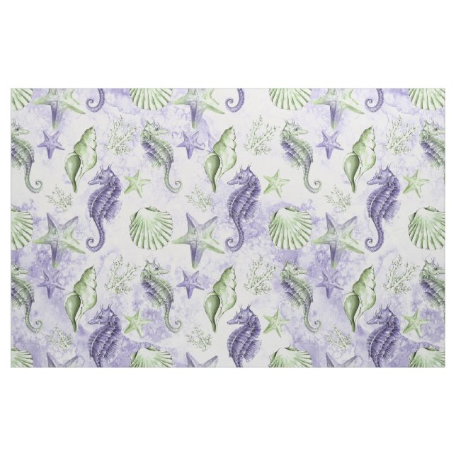 Tela Moda costera | Verde morado y limón ("Cuarto gordo" (fat quarter))