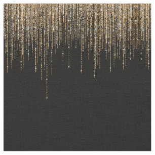 Tela Moda de lujo Black Gold Sparkly Purpurina Fringe