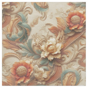 Tela Moda, elegancia Cremas y textura floral de cuero