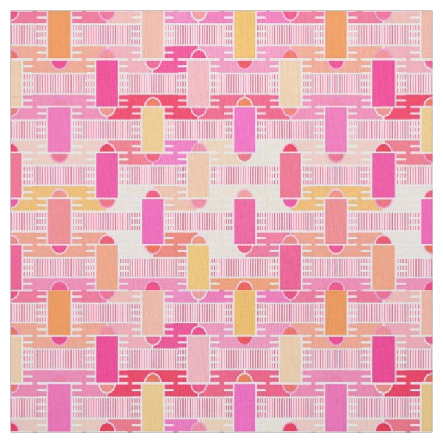 Tela Moda industrial Art Decó - rosa, melocotón, oro (Retal)