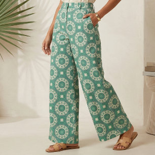 Tela Moda lujosa y elegante Patrón geométrico verde