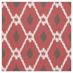 Tela Moda marrón rojo ikat tribal diamante
