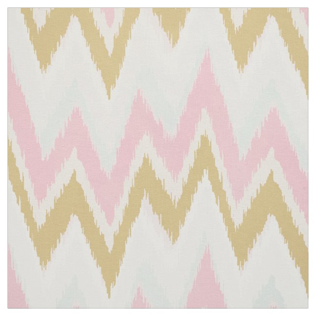 Tela Moda oro rosa pastel ikat patrón de chevron tribal (Retal)