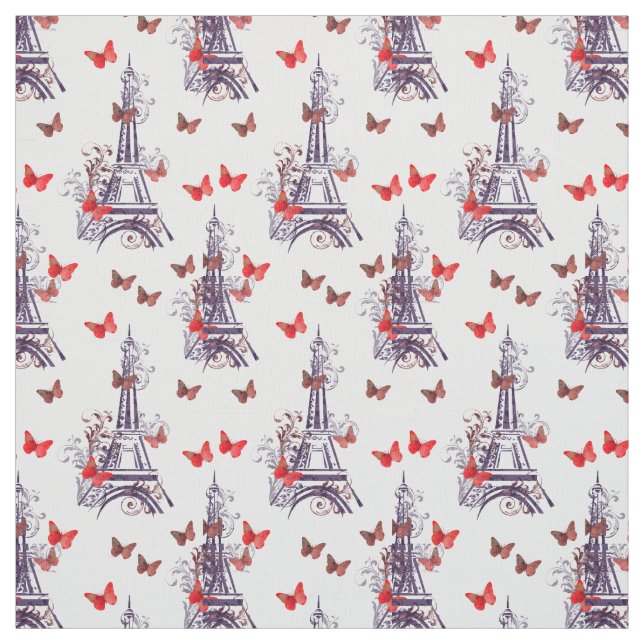Tela Moda Púrpura de la Torre Eiffel Parisiense (Retal)