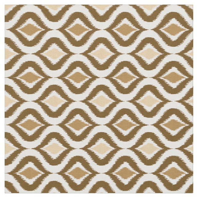 Tela Moda retro marrón caramelo patrón Ikat Drops (De cerca)