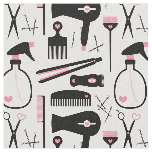 Tela Moda Retro Pink Black Hair Salon Tools (De cerca)