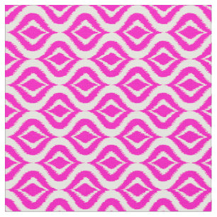 Tela Moda retro rosa caliente brillante patrón Ikat Dr