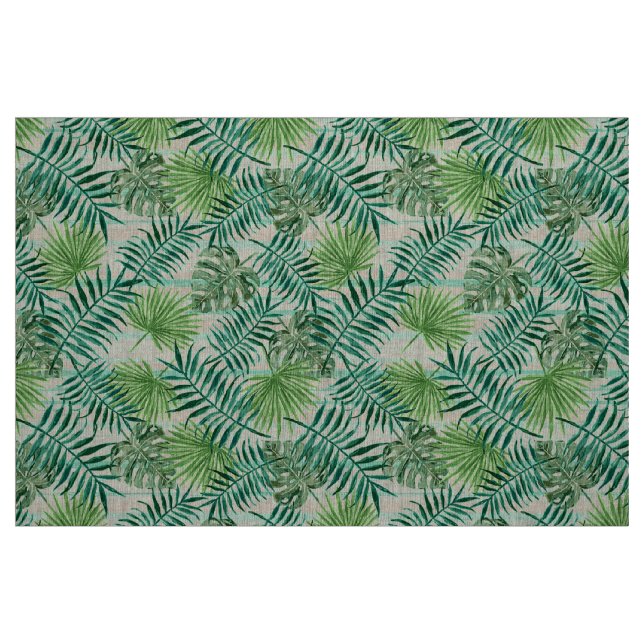 Tela Moda retro Trópica Palmilla Verde Patrón de hojas ("Cuarto gordo" (fat quarter))