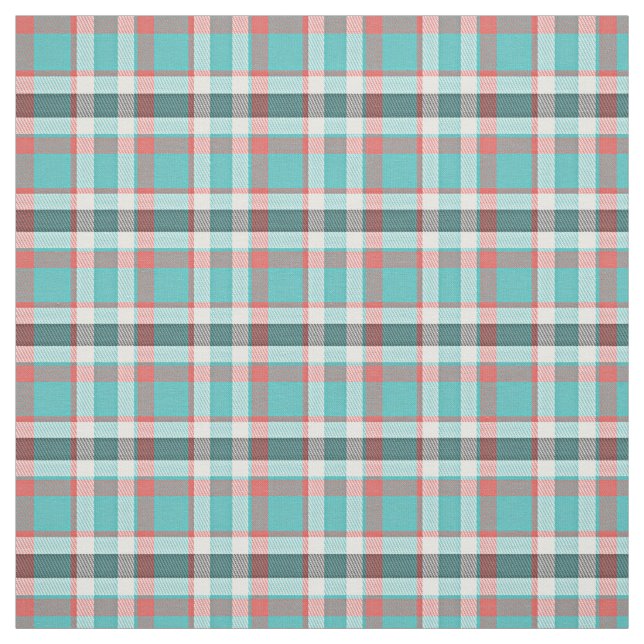 Tela Moda Retro Turquesa Cubierta Tartán Patrón De Plat (Retal)