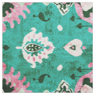 Tela Moda Rústico verde y rosa ikat tríbal