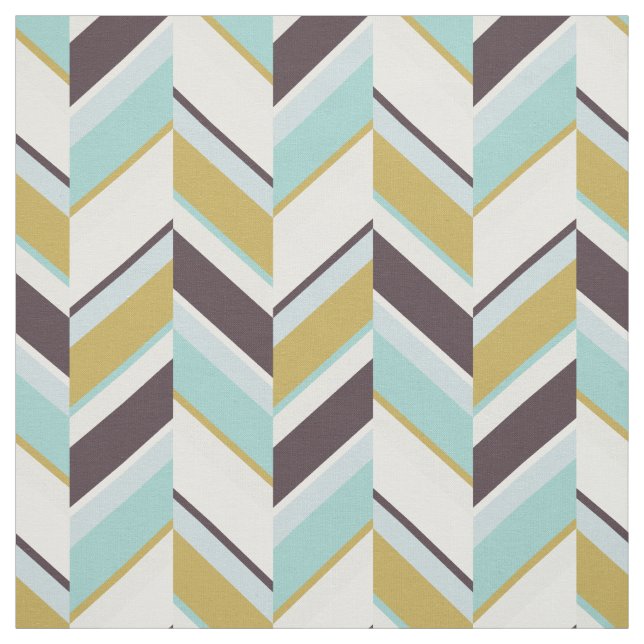 Tela Moda turquesa dorado patrón geométrico zigzag (Retal)