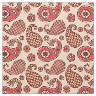 Tela Modalidades de paisley, melocotón y rosa coral