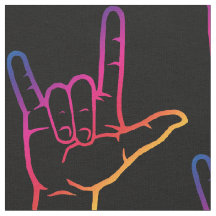 Tela modelada del ASL del arco iris te amo