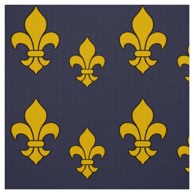 Tela modelada flor de lis profunda del azul y del (Retal)
