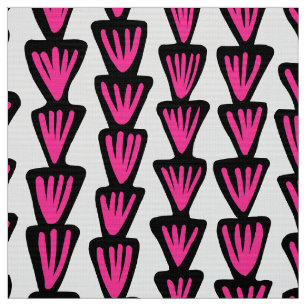Tela Modelo 070515 - Negro y rosas fuertes en blanco