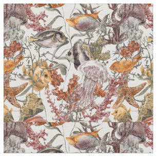 Tela Modelo 2 de la vida marina de la acuarela