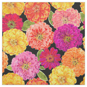Tela Modelo amarillo rosado floral de los Zinnias del
