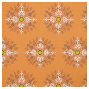 Tela Modelo anaranjado de Paisley oriental del fuego