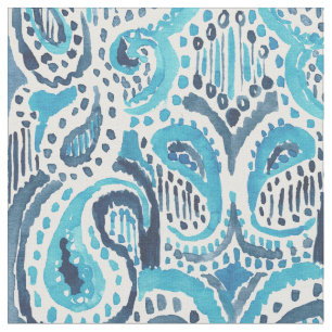 Tela Modelo azul de la acuarela de PAISLEY Ikat del