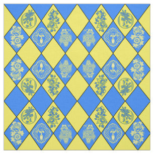 Tela Modelo azul y amarillo del Chinoiserie del