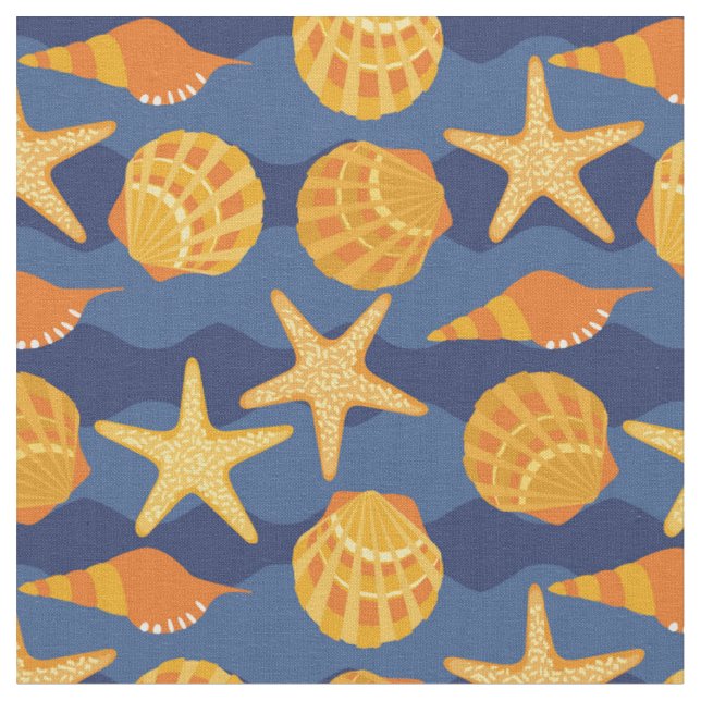 Tela Modelo azul y anaranjado del Seashell (De cerca)