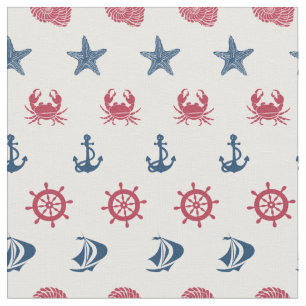 Tela Modelo blanco y azul rojo del símbolo del mar