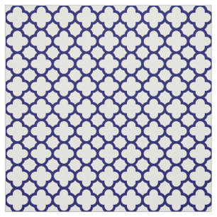 Tela Modelo clásico blanco de Quatrefoil de los azules