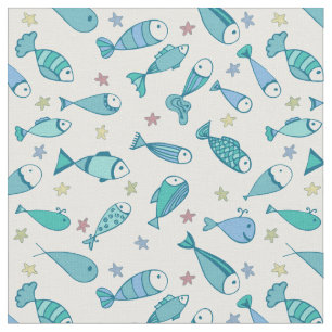 Tela Modelo con los pescados y las estrellas de mar