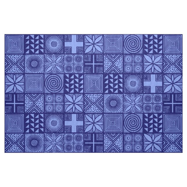 Tela Modelo de Adire - sombras del azul ("Cuarto gordo" (fat quarter))