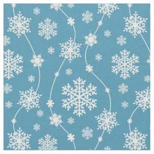 Tela Modelo de copo de nieve blanco azul cielo brillant