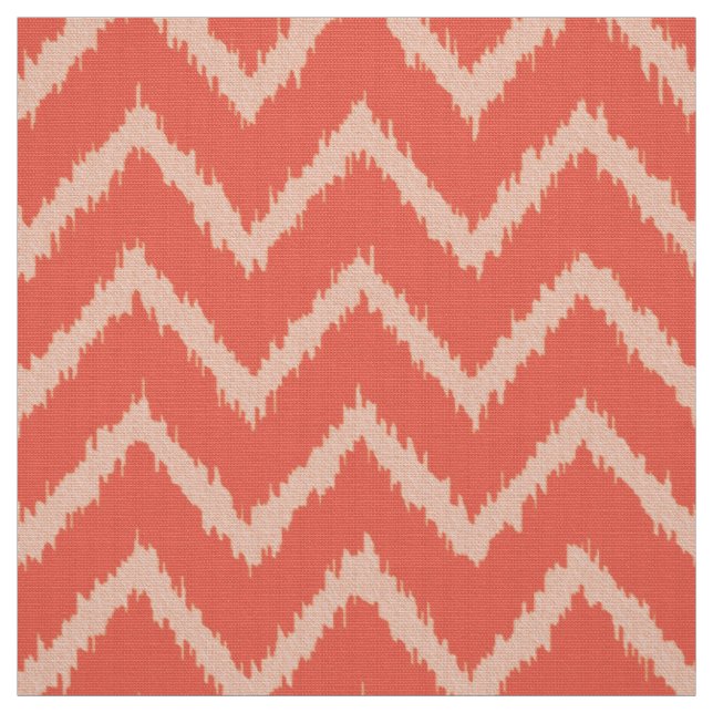 Tela Modelo de Ikat Chevron - naranja y melocotón (Retal)