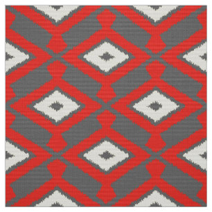 Tela Modelo de Ikat - rojo, gris y beige