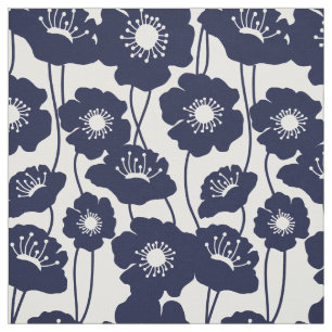 Tela Modelo de las amapolas de azules marinos
