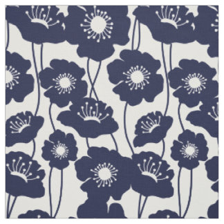 Tela Modelo de las amapolas de azules marinos
