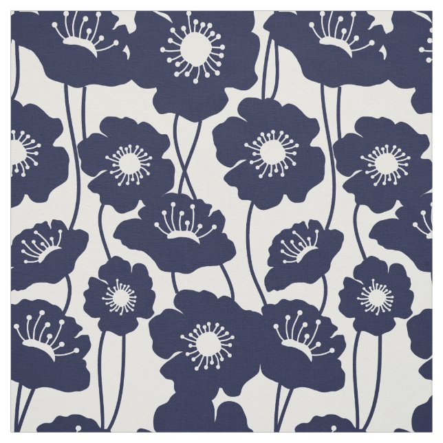 Tela Modelo de las amapolas de azules marinos (Retal)