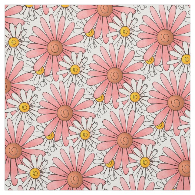 Tela Modelo de las margaritas rosadas y blancas (Retal)